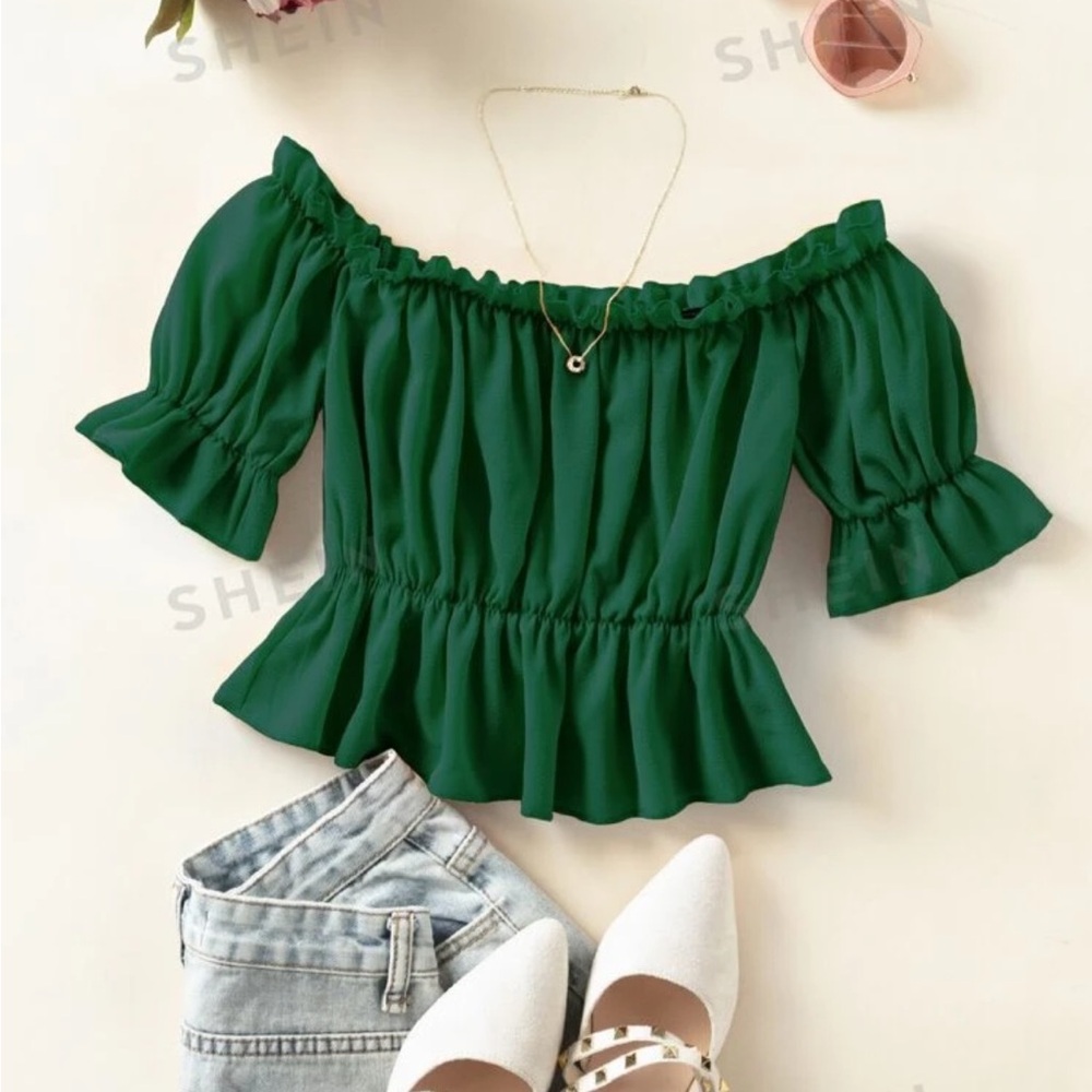 Green SHEIN blouse